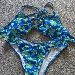Floral Blue and Green Bikini